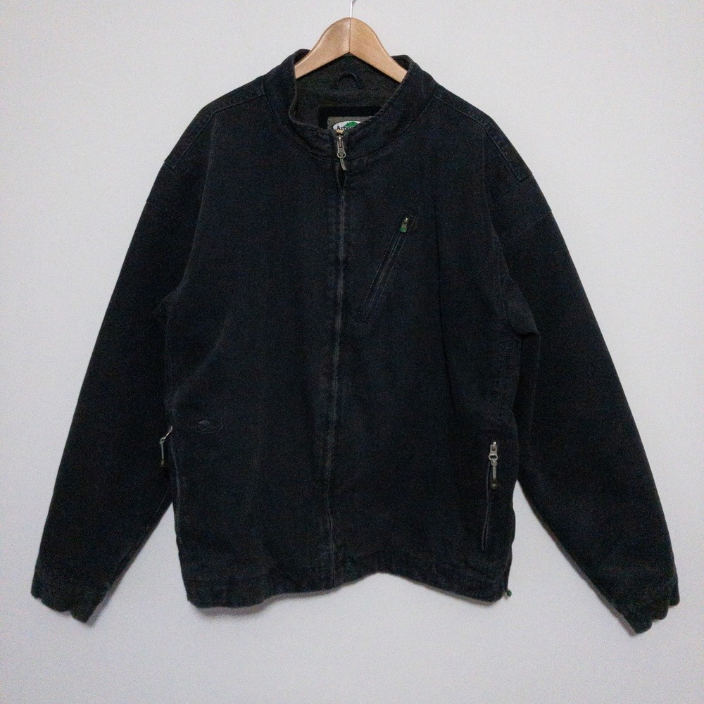 Arborwear Canvas Jacket Mens 2XL Black Fleece Lined Rugged Workwear Full Zip